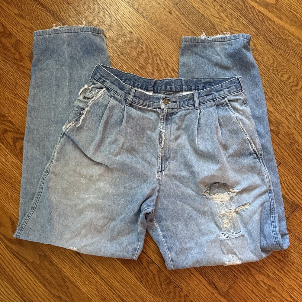 Vintage Lee Pleated Jeans 34x32 Men’s Women’s Worn Faded Y2k 90s Blue